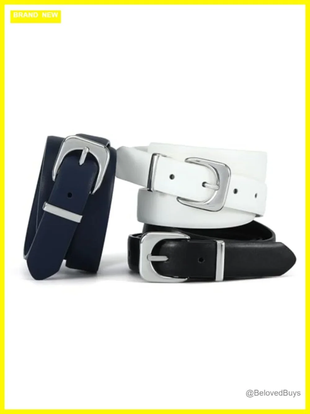 Faux Leather Waist Belt with Gold/Silver Buckle